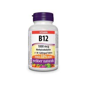 Webber Naturals Vitamin B12 Methylcobalamin 1000mcg - 80 Tablets