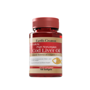 EARTH'S CREATION PURE NORWEGIAN COD LIVER OIL - 100 SOFTGELS