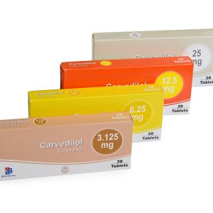 Carvedilol Tabs 3.125mg/6.25mg/12.5mg/25mg- 28's