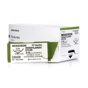 SUTURE W/NEEDLE, UNCOATED, BLACK, NYLON- SIZE 3