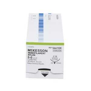 SUTURE W/NEEDLE, UNCOATED, BLACK, NYLON- SIZE 5