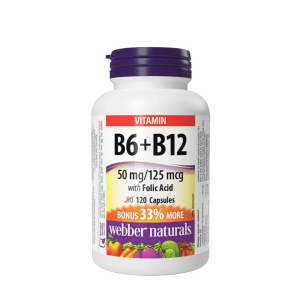 Vitamin B6 + B12 with Folic Acid - 120 capsules