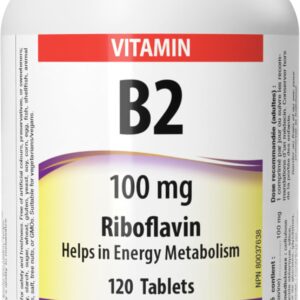 VITAMIN B2 RIBOFLAVIN 100MG- 120 TABLETS