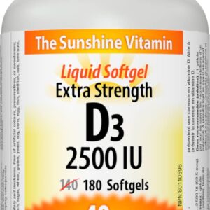 VITAMIN D3 2500IU EXTRA STRENGTH - 180 SOFTGELS