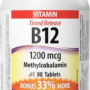 WEBBER NATURAL VITAMIN B12 1200MCG - 80 TABLETS
